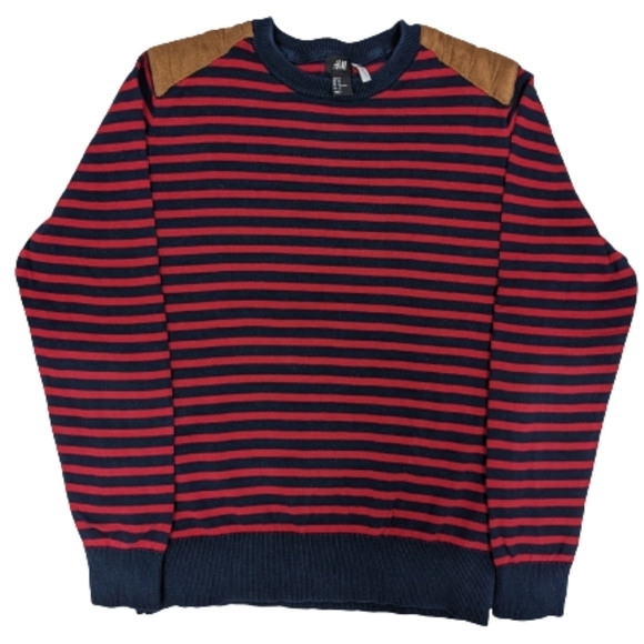 H&M women's navy and red striped crewneck sailor sweater size M - Picture 2 of 10